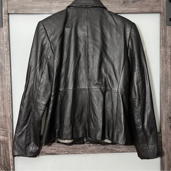 Valerie Stevens Sleek 100% Lamb Black Leather Jacket Classic Soft Medium - Picture 2 of 8
